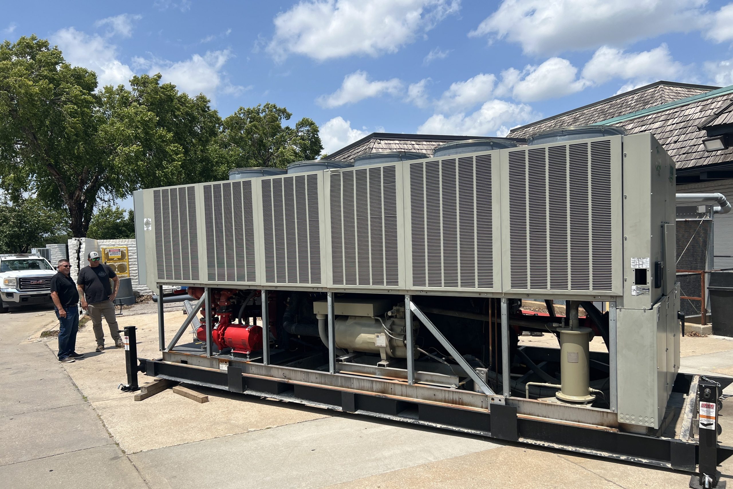 regular people for scale as Kruse delivers one of our chillers