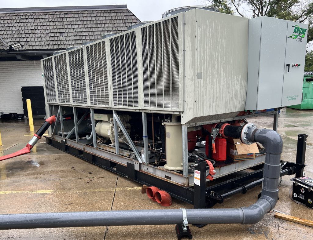 Rain won't stop this chiller's installation